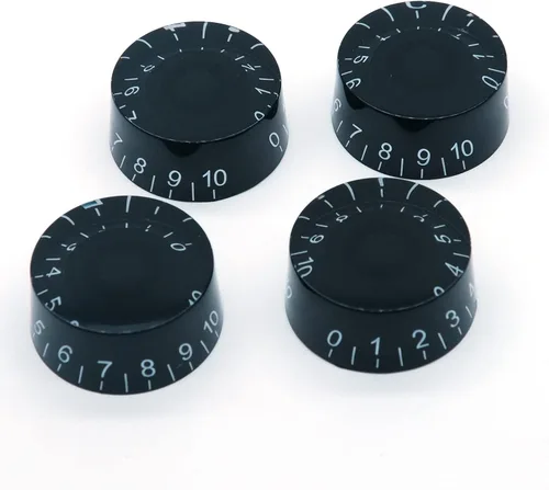 Juego de 4 perillas de control de tono de volumen para guitarra eléctrica, compatibles con Les Paul LP Style Electric Guitar Parts Parts (negro)