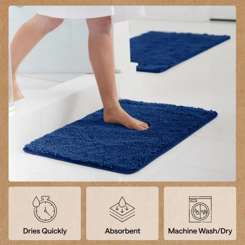 Miniatura 249 de Gorilla Grip - Tapete de baño de felpilla gruesa, suave y absorbente, secado rápido, de microfibra, con reverso de caucho, para piso de ducha, Nube