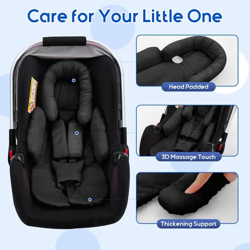 Miniatura 5 de Soporte para la cabeza del asiento de coche para recién nacido con juego de 3 cubiertas para los hombros, inserto reversible 2-en-1 para asiento