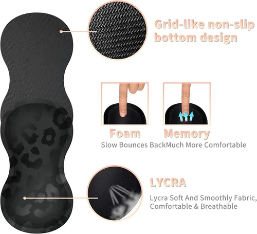 Miniatura 3 de Almohadilla ergonómica para reposamuñecas de leopardo negro + bonita alfombrilla para mouse + portavasos de espuma, espuma viscoelástica con base