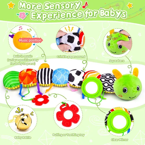 Miniatura 2 de Juguetes para bebés de 0-6 y 6-12 meses, juguetes de peluche para bebés para tiempo de acostarse y desarrollar habilidades sensoriales con crujido