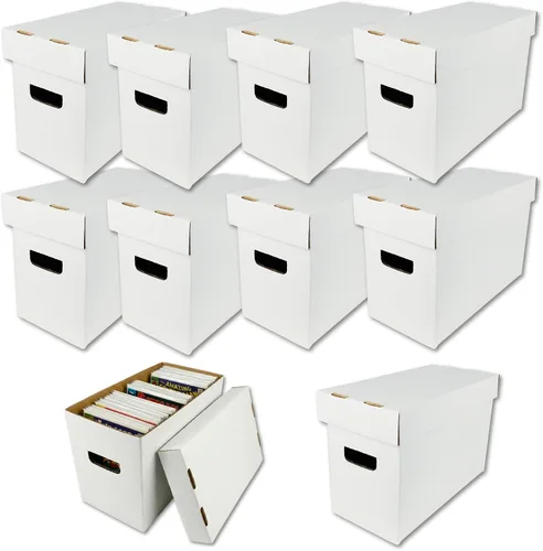 Miniatura 12 de Max Protection Cajas de almacenamiento de cómics, paquete de 3, cartón corto para 150 a 175 cómics, diseño de doble grosor, caja apilable de alta
