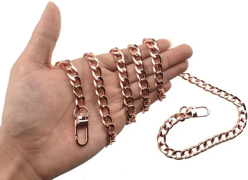 Miniatura 46 de HAHIYO Correa metálica de cadena para bolso de 43.3' de oro para bolso cruzado, bandolera y bolso de mano, cómoda y plana de 0.4' de ancho, extra