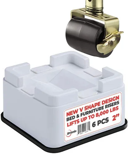Miniatura 8 de iPrimio Elevadores de cama apilables, se adaptan a ruedas giratorias, redondas, elevadores de 3 pulgadas, resistentes paquete de 6 unidades, hasta