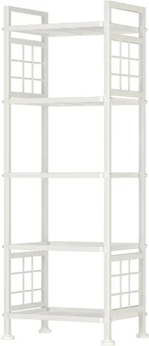 Miniatura 8 de GIOTORENT Estante de almacenamiento de pie de 6 hilos, estantería de metal, estante de despensa para lavandería, cocina, baño, organizador (plateado)