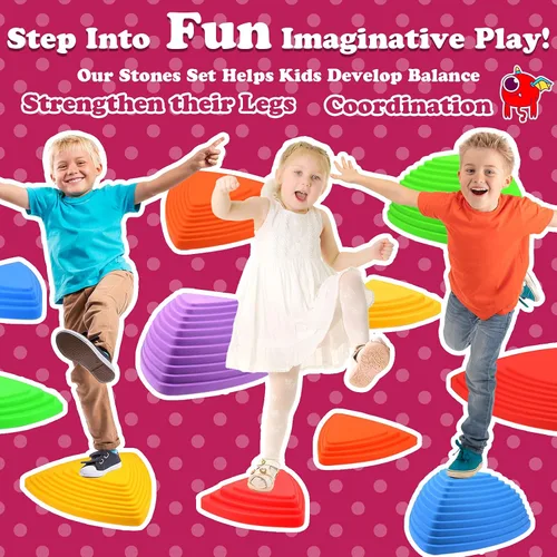 Miniatura 4 de Gentle Monster Stepping Stones para niños, juego de 6/8/11 piezas para equilibrio con parte inferior antideslizante, coordinación de ejercicio y 11
