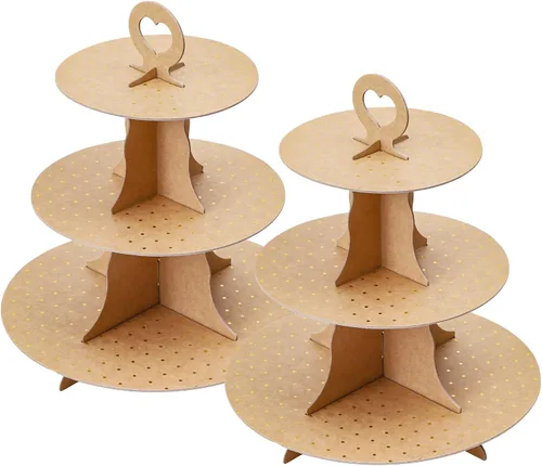 Miniatura 28 de Soleebee Soporte redondo de 3 niveles para cupcakes, torre de cartón para cupcakes, torre de soporte para pasteles de postre para decoración