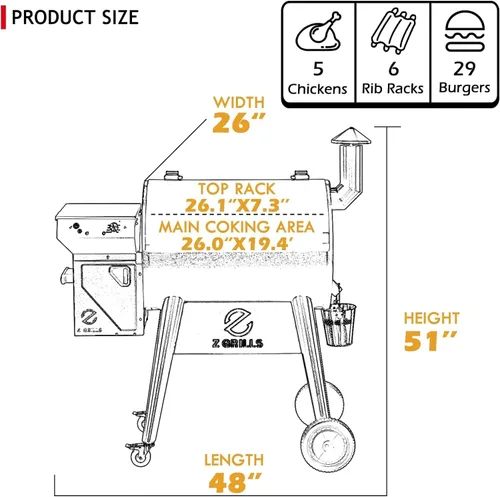 Miniatura 6 de Z GRILLS Parrilla y ahumador eléctrico de pellets de madera 8 en 1 con controlador PID V3.0, LCD, 697 pies cuadrados, sondas de carne, limpieza