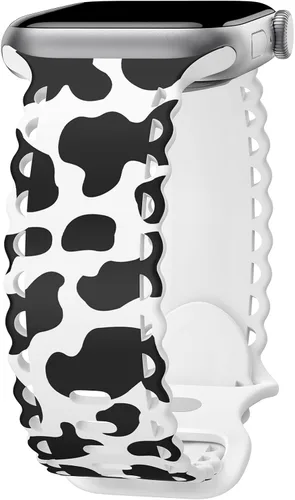 Miniatura 34 de Compatible con Apple Watch de 41mm 40mm 38mm 49mm 45mm 44mm 42mm para mujeres, correas deportivas de encaje huecas de silicona suave con estampado