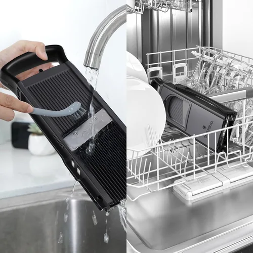 Miniatura 5 de ONCE FOR ALL - Mandolina segura para cocina, tamaño más grande, picadora de verduras ajustable, cortador de alimentos para hacer patatas fritas