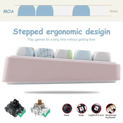 Miniatura 6 de Hyekit teclas PBT MOA Profile MOGUMOGU Oso de broma lindo teclas 147 teclas juego de teclas de sublimación japonesas de dibujos animados kawaii