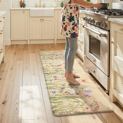 Miniatura 43 de KIMODE Tapete antifatiga para suelo de cocina, semicírculo de 18 x 28 pulgadas, de espuma viscoelástica, acolchado, antideslizante, tapetes cómodos