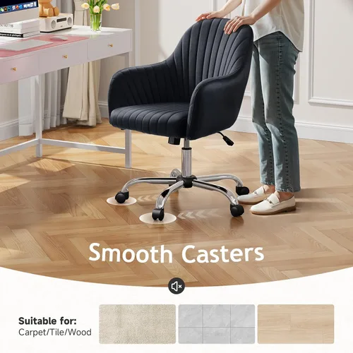 Miniatura 7 de Warmiehomy Silla de Escritorio de Terciopelo para Oficina en Casa, Silla de Trabajo Giratoria Ajustable Moderna, Sillas de Tocador para Mujeres