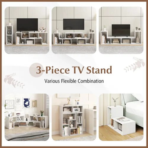 Miniatura 2 de Giantex Soporte de TV de Combinación Libre para Dormitorio - Centro de Entretenimiento para TV de 50, 55, 60, 65 Pulgadas, Mesa Consola Multimedia