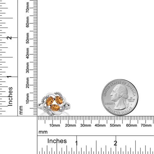 Miniatura 21 de Gem Stone King Flower Blossom Gemstone Birthstone Ring in 925 Sterling Silver 3-Stone Oval 6X4MM with Sparkling Accents Wedding Anniversary