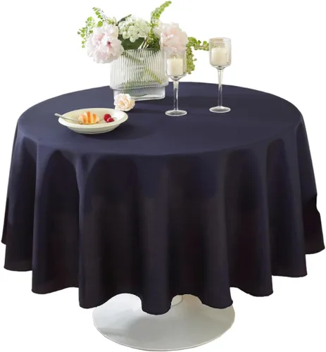 Miniatura 26 de Paquete de 2 Manteles Redondos de 120 Pulgadas de Carbón, Mantel de Poliéster Lavable para Uso en el Hogar, Fiestas, Bodas o Restaurantes.