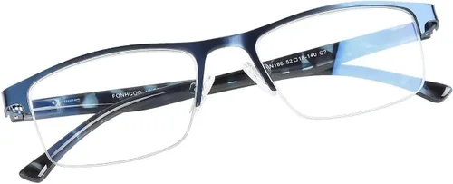 Miniatura 14 de FONHCOO - Gafas de lectura para mujeres y hombres, gafas de lectura con bloqueo de luz azul, metal, medio marco, lectores de computadora, anti