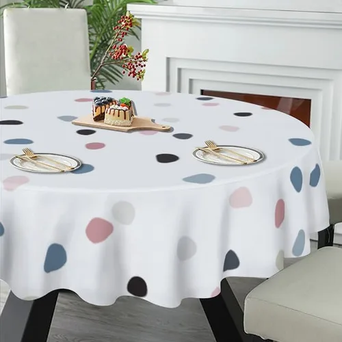 Miniatura 5 de Minimalist Round Tablecloth Cute Table Cloth Decor Washable Table Cover with Wrinkle Resistant for Home Kitchen Dining Room Picnic Camping Party