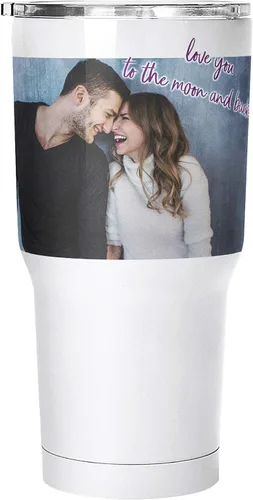 Miniatura 7 de Vaso de fotos personalizado con tapa a prueba de salpicaduras, 30 onzas, regalos de fotos para ella y él - Taza de café de viaje aislada impresa