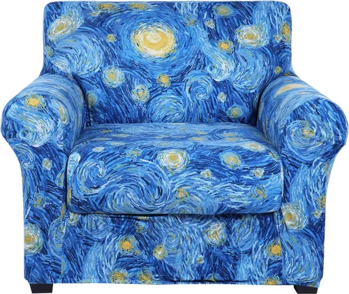 hyha Fundas de sofá, fundas para silla/sofá, con estampado floral, elásticas, estampadas, 2 piezas, funda para cojín de sofá separado, protector de