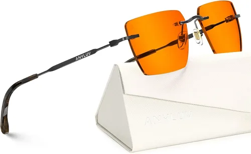 Miniatura 38 de ANYLUV Rimless Blue Light Glasses for Women/Men, Fashion Lightweight Blue Light Blocking Glasses with Stylish Metal Temples