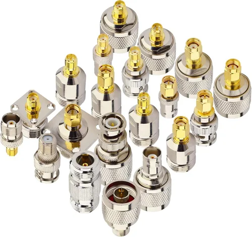 onelinkmore SMA a N BNC TNC Kit de adaptador tipo F, 20 adaptadores de tipo, conectores coaxiales macho a hembra