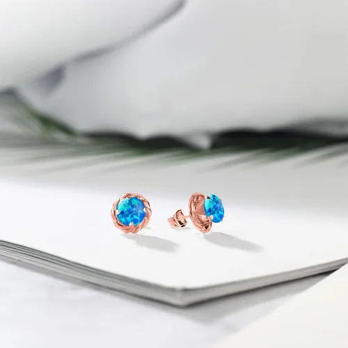 Miniatura 353 de Gem Stone King Aretes de plata de ley 925 de 0.236 in con piedra natal redonda para mujer