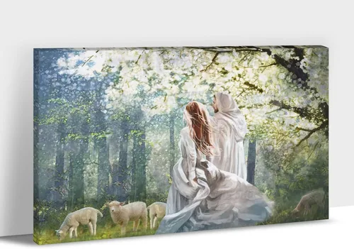Miniatura 26 de Arte de pared de granja - Lienzo de arte de pared de margaritas con cita de Jesús, Hoy elijo fe, esperanza, amor, paz, alegría, pintura de flores