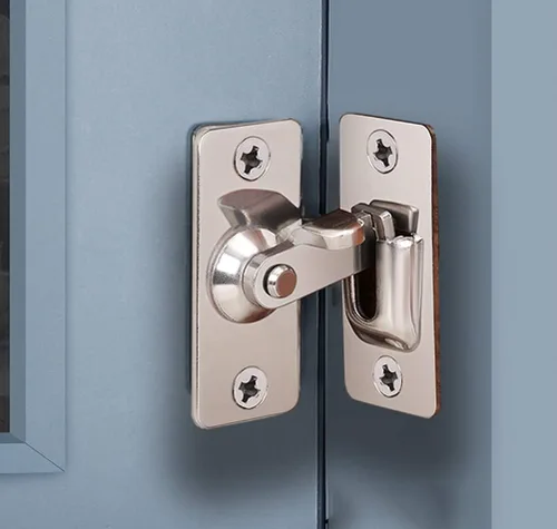 Miniatura 6 de Pestillo de cerrojo de puerta de 90 grados, cierre de ángulo de seguridad de acero inoxidable para puerta de empuje/deslizamiento/granero, níquel
