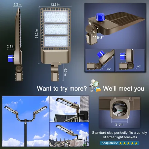Miniatura 7 de ledmo Luz LED de estacionamiento de 300 W, 36000 lm, 5000 K, ajustable, montaje deslizante, iluminación de seguridad con fotocélula de atardecer a