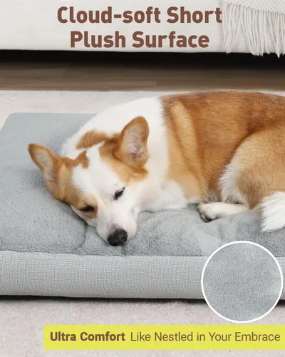 Miniatura 2 de NUPIDA Cama Lavable para Perros Extra Grandes, Cama de Jaula XXL Cojín de Perrera para Mascotas de Felpa con Fondo Antideslizante, Tapete para Gris