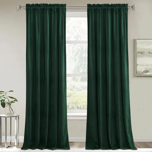 Miniatura 47 de RYB HOME Cortinas de terciopelo verde oliva de 72 pulgadas de largo, cortinas opacas con aislamiento térmico, tratamiento de ventana, decoración