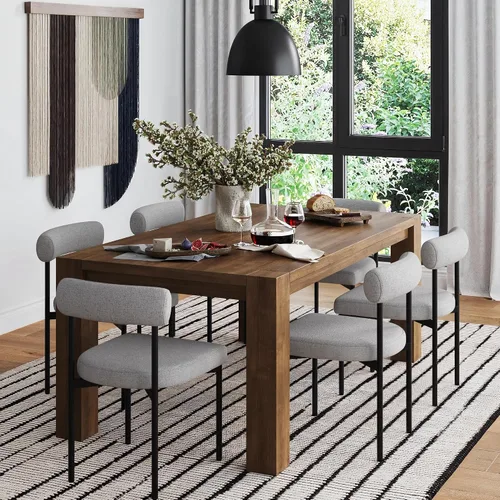 Miniatura 14 de Nathan James Gracie - Silla de comedor moderna, silla de comedor tapizada, lino natural/marrón claro, juego de 4 Lino marrón claro cepillado