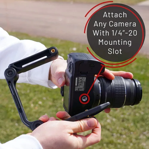 Miniatura 3 de GENS Agarre estabilizador de cámara de mano – Mango universal en forma de U que funciona con cámaras DSLR, sin espejo y de video con inserto roscado