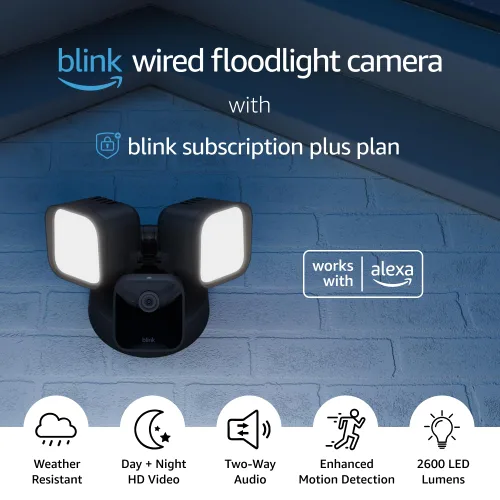 Miniatura 4 de Cámara Blink Wired Floodlight – Cámara de seguridad inteligente, 2600 lúmenes, vista en vivo HD, sirena incorporada, compatible con Alexa, 1 cámara