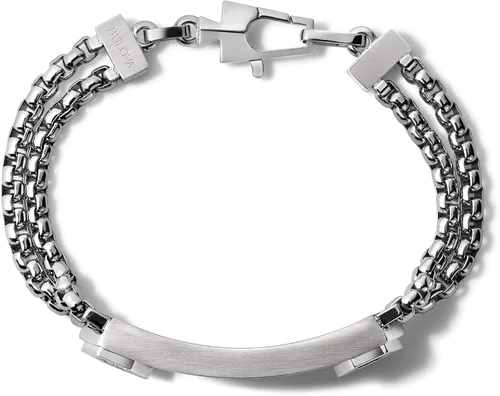 Miniatura 5 de Bulova Mens Precisionist Stainless Steel Double-Chain Link with Knurled Texture ID Plaque Bracelet