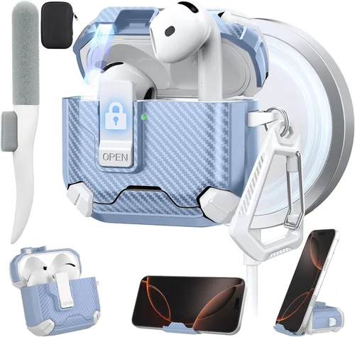 Miniatura 34 de Maxjoy Funda protectora para AirPods 4 2024, funda protectora para AirPods de 4ª generación con bloqueo automático, compatible con MagSafe, Verde