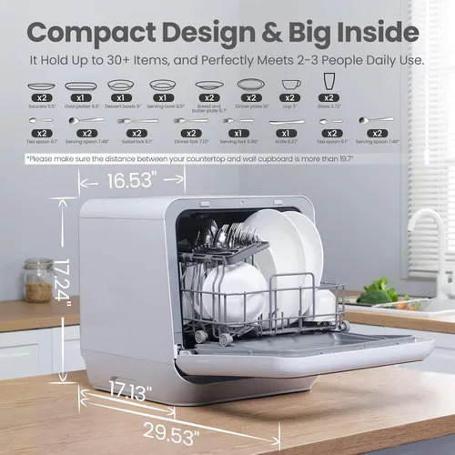 Miniatura 4 de COMFEE' Paquete de mini lavavajillas con BLACK+DECKER 2.0 pies cúbicos Lavadora portátil para apartamentos, casas rodantes y casas pequeñas