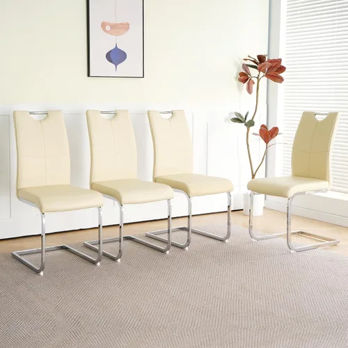 Miniatura 16 de Juego de 2 sillas de comedor, modernas sillas de cocina con respaldo alto con patas de metal y asiento acolchado de piel sintética, sillas de Negro