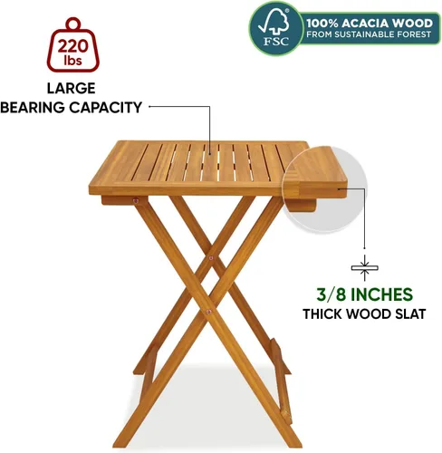 Miniatura 3 de Juego de muebles de patio IDZO de alta resistencia, capacidad de 400lbs, 3 piezas al aire libre, sillas plegables con cojín, mesa cuadrada - Mejora