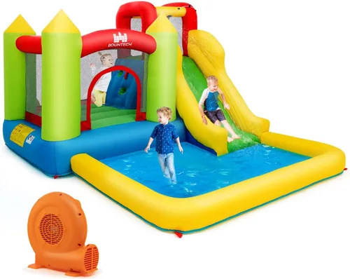 Miniatura 10 de Costzon - Casa inflable para niños, con tobogán acuático con pared de escalada, zona de salto, piscina pequeña, incluye bolsa de transporte de tela