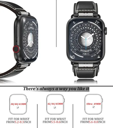 Miniatura 3 de Caseultra Correas de cuero compatibles con Apple Watch Band 1.929 in 1.772 in 1.732 in 1.654 in 1.614 in 1.575 in 1.496 in para hombre, correa