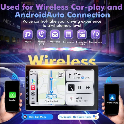 Miniatura 2 de Pantalla táctil de 10" para coche, utilizada para Apple Carplay inalámbrico Android Auto MirrorLink, estéreo de coche portátil con Bluetooth, cámara