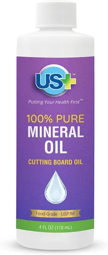 US+ Aceite mineral 100% puro, aceite para tabla de cortar, grado alimenticio, USP, Kosher, sin OMG, restaura y protege las tablas de cortar, bloques