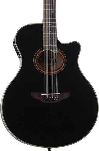 Yamaha APX700II Guitarra electroacústica de 12 cuerdas delgada, negra Negro