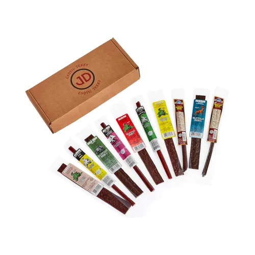 Miniatura 2 de Jerky Dynasty Bayou Mix - Paquetes de aperitivo de carne seca exótica con venado, jabalí y caimán - Sabores únicos de todo el mundo