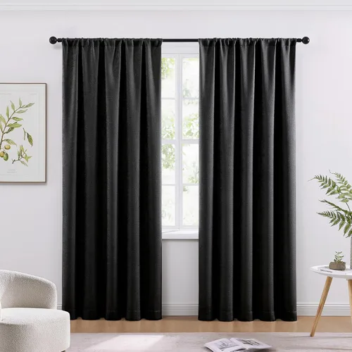 Miniatura 31 de WRENSONGE Cortinas opacas para dormitorio, cortinas opacas negras de 63 pulgadas de largo para sala de estar, ventanas, cocina, habitación, cortinas