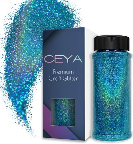 Miniatura 15 de Ceya 110g/ 3.8oz Polvo de Purpurina Holográfica Ultra Fina Láser Verde 1/128” 0.008” 0.2mm para Slime, Resina Epoxy, Manualidades, Vaso, Joyería