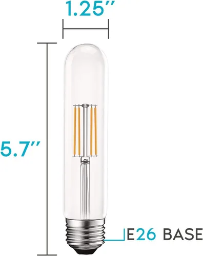 Miniatura 3 de LUXRITE Bombillas LED T9 vintage equivalentes a 60 W, 2700 K blanco cálido, 550 lúmenes, bombillas tubulares Edison regulables de 5 W, vidrio