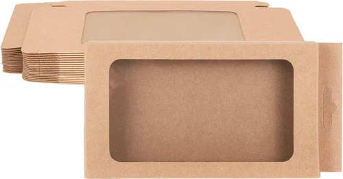 Miniatura 39 de BENECREAT Paquete de 30 cajas rectangulares de papel kraft marrón de 3.3 x 2.3 x 1 pulgadas con ventana transparente para regalos de boda, fiesta